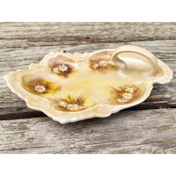 Vintage Handpainted Porcelain Lemon finger Dish, Daisy Flower - Picture 5 of 6